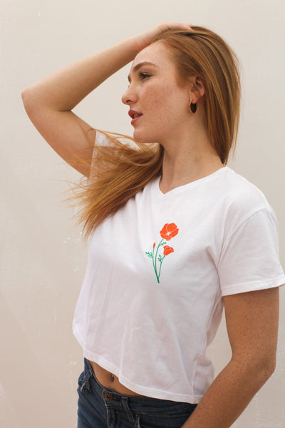 Oakland California Poppy Tee - Women's Cropped