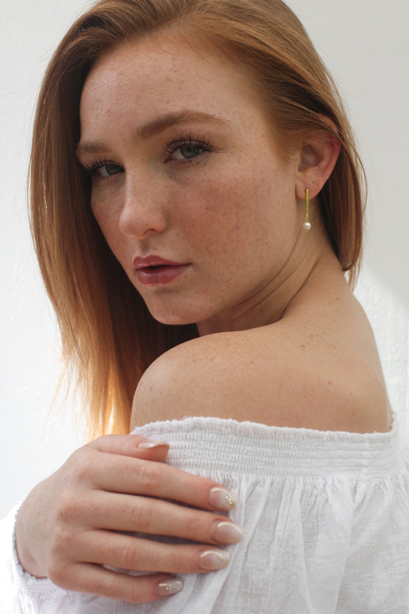 Luxe Gold Pearl Bar Earrings