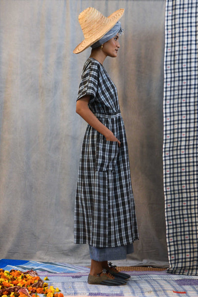 Handwoven Plaid Wrap Dress