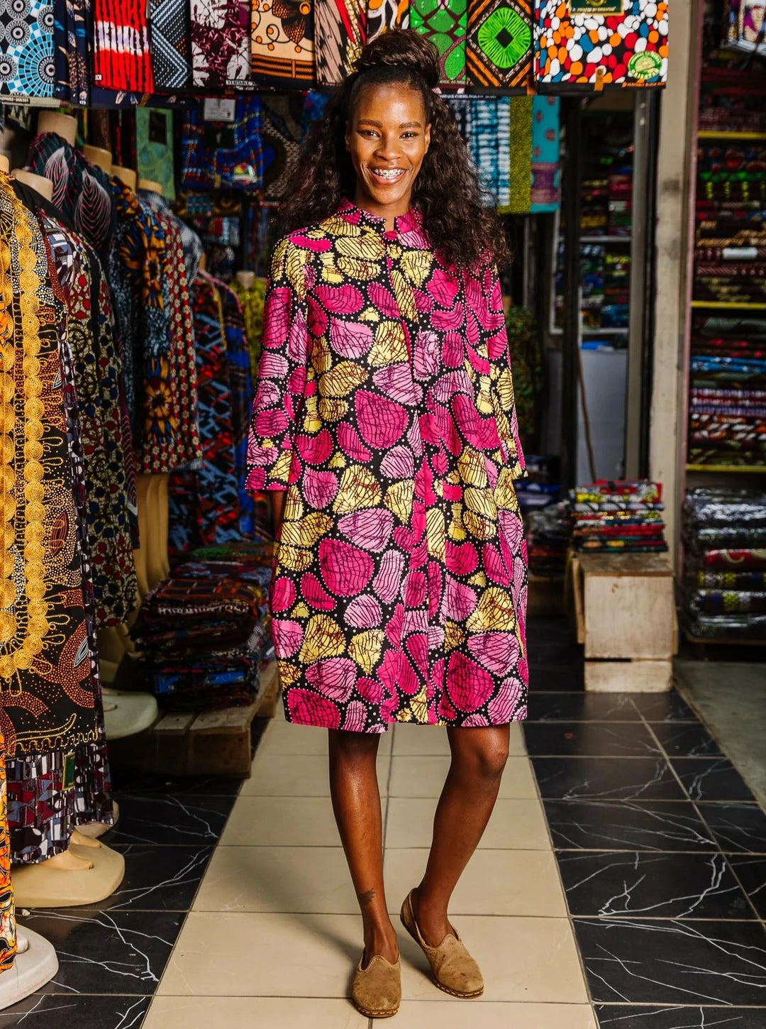Zuri African Wax Print Dress - Stepping Stones – Koraa