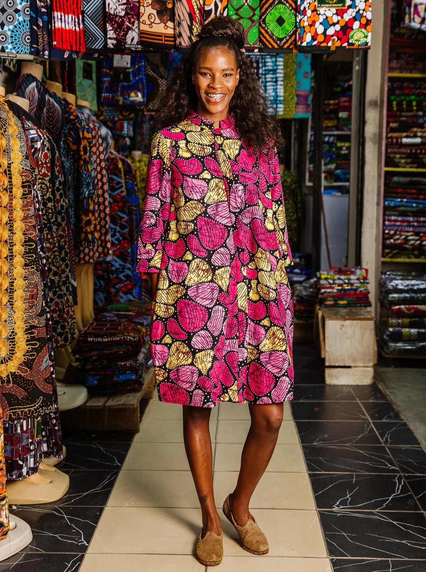 Zuri African Wax Print Dress - Stepping Stones