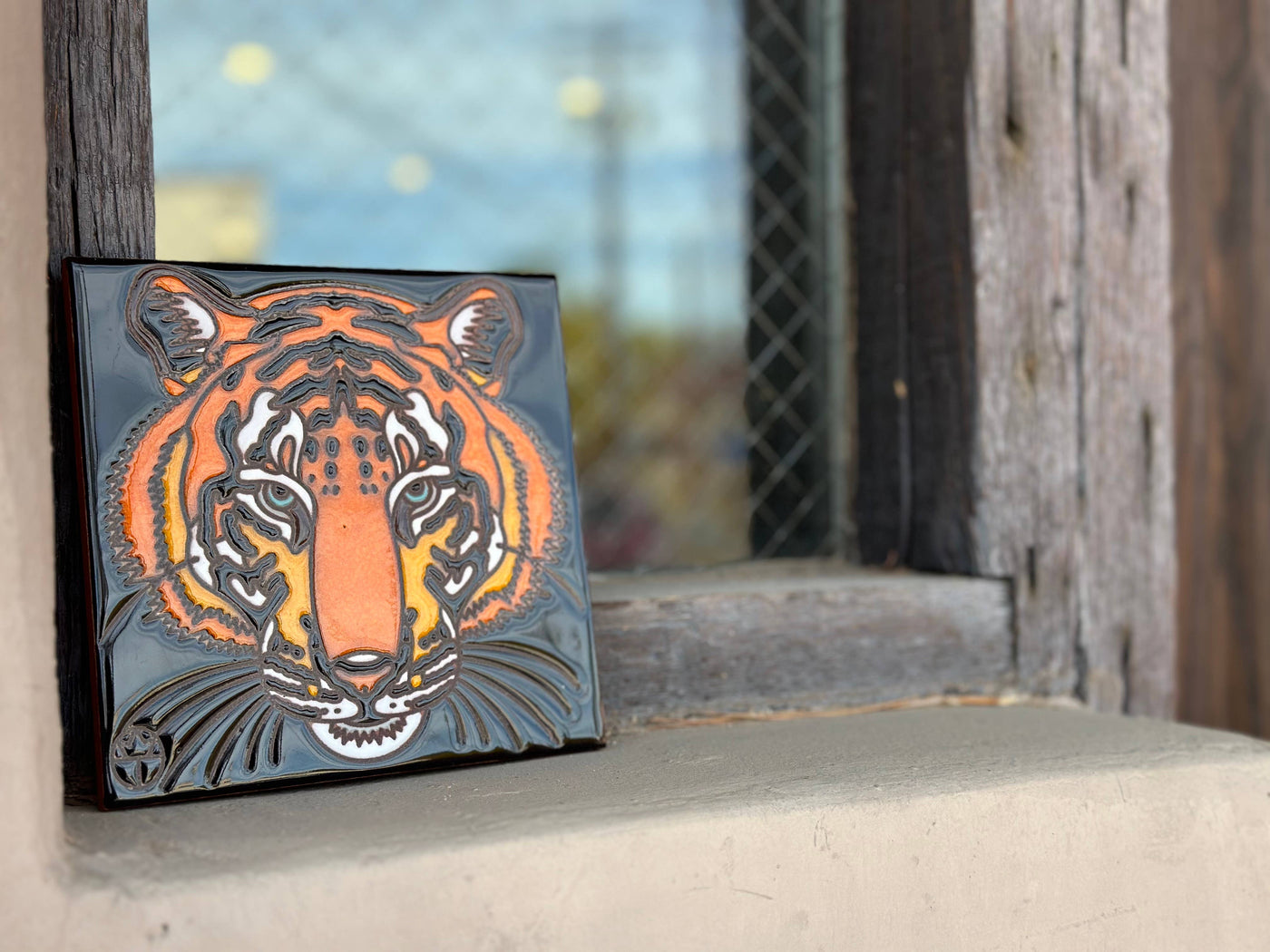 Wil Taylor Tiger Hand Glazed Art Tile Trivet