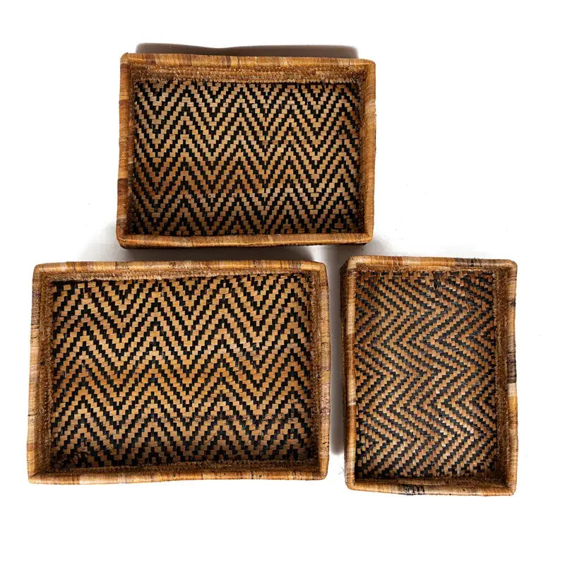 Banana Leaf Nesting Tray - Chevron Small