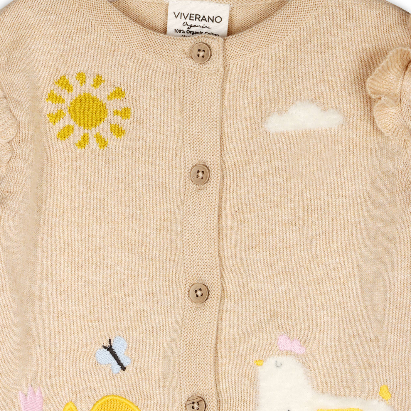 Chicken Little Embroidered Sweater Baby Cardigan (Organic)