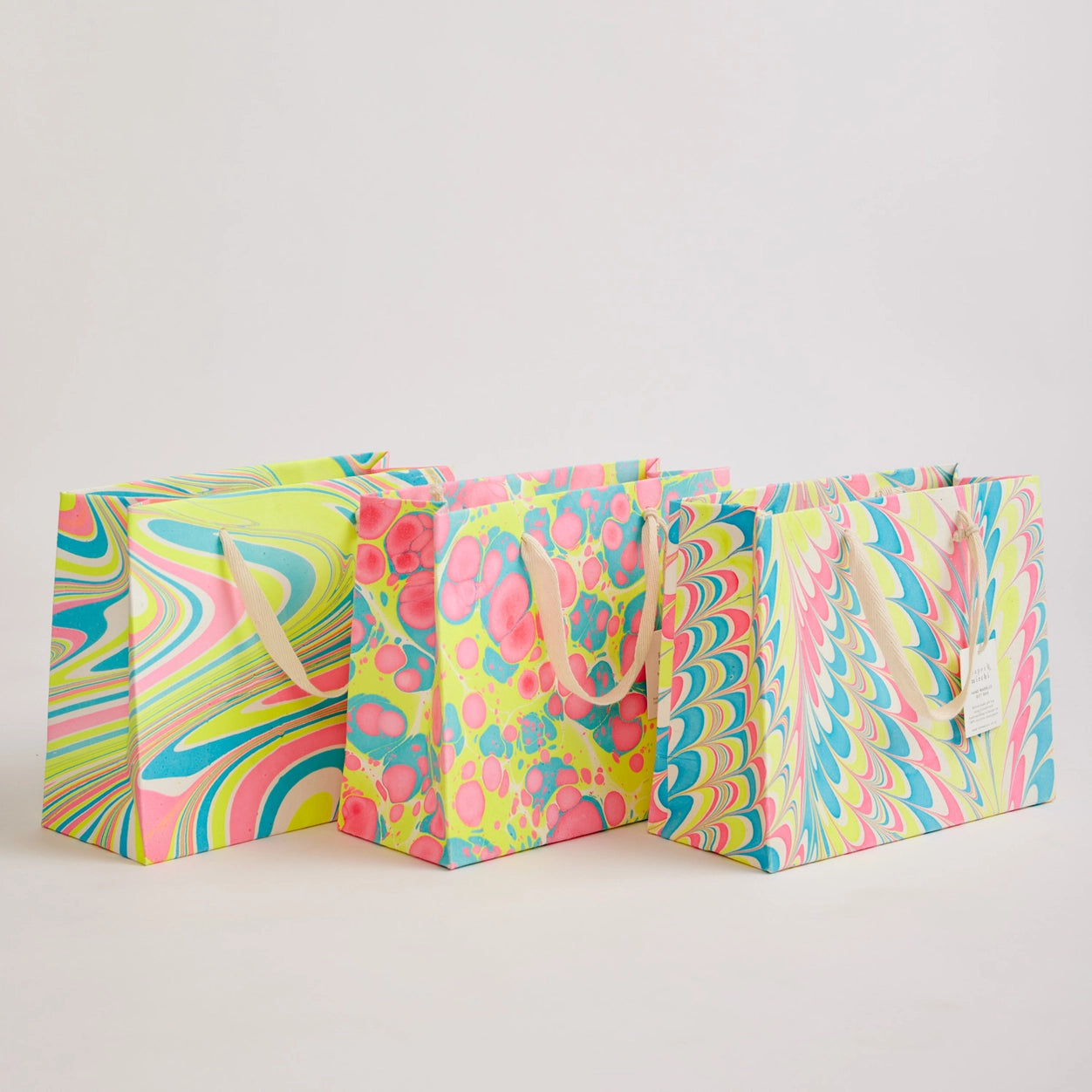Hand Marbled Gift Bags - Assorted Neon