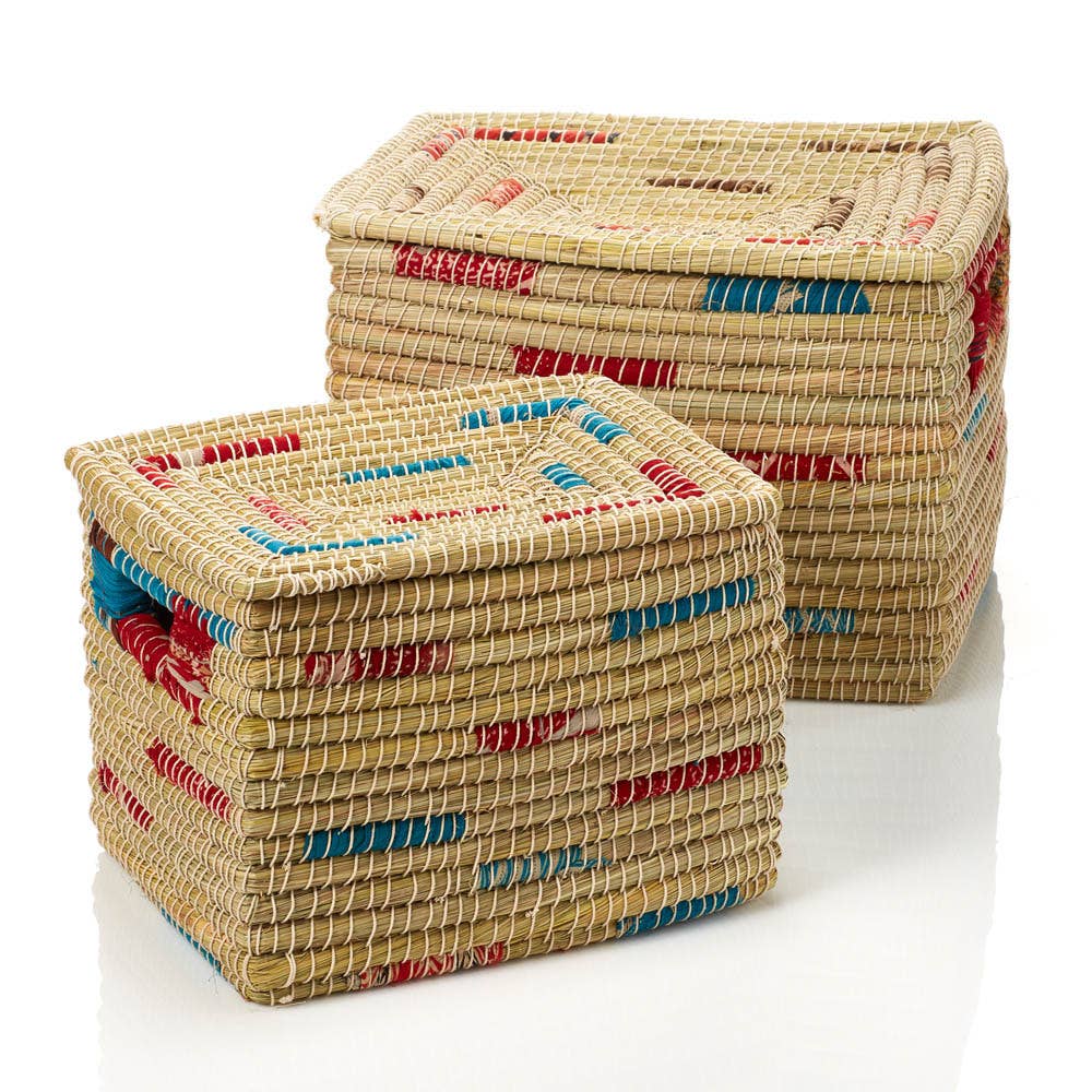 Rectangular Chindi Stripe Basket