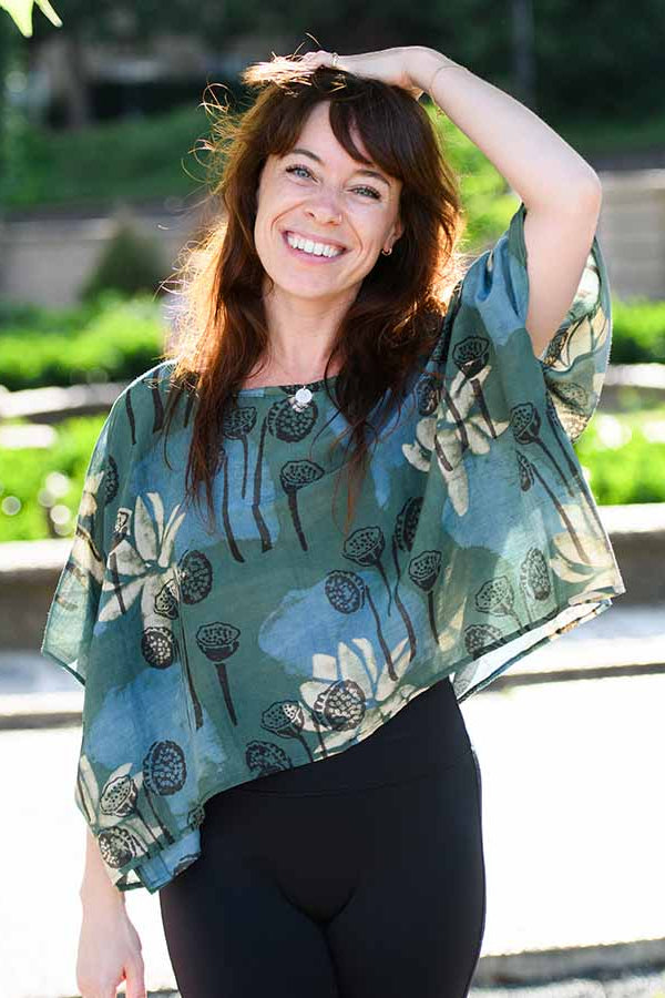 Blockprint Lotus Garden Crop Top