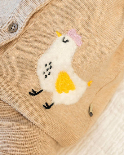 Chicken Little Embroidered Sweater Baby Cardigan (Organic)