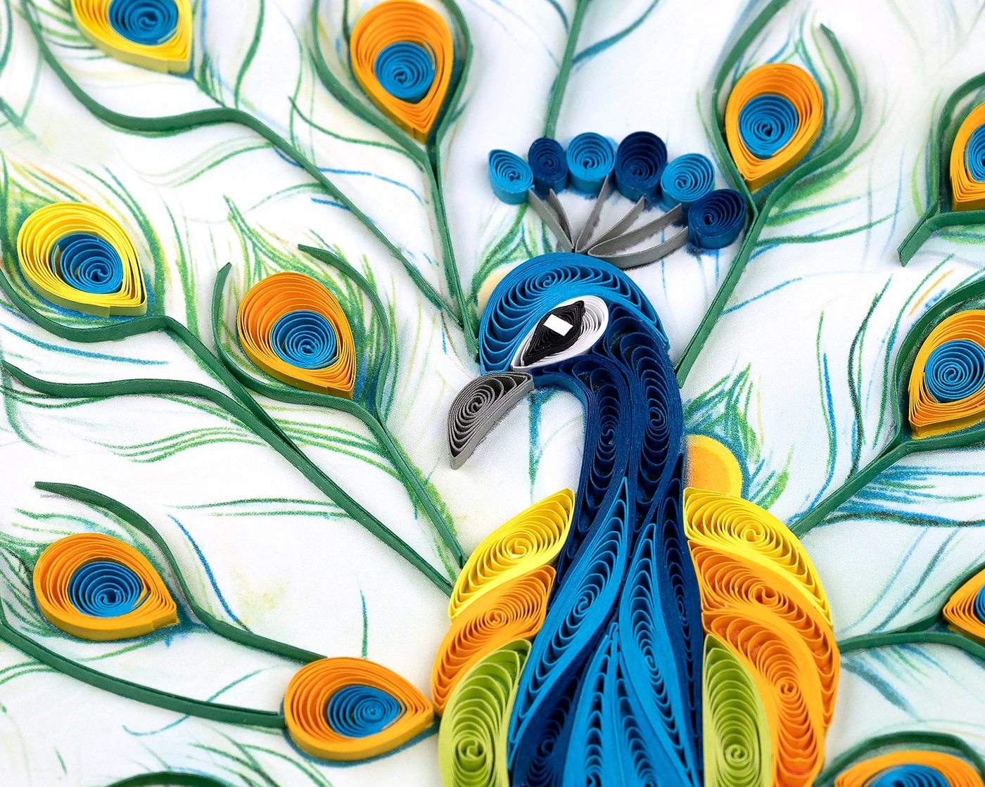 Peacock Feather Display Quilling Card