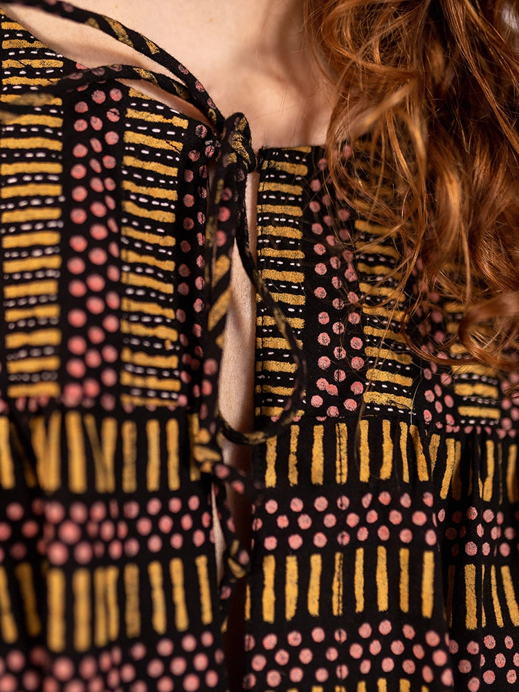 Devi Blouse - Yellow Dots + Dashes