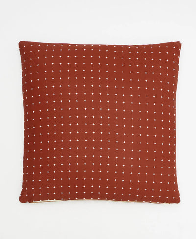 Cross-Stitch Throw Pillow Cover in Rust