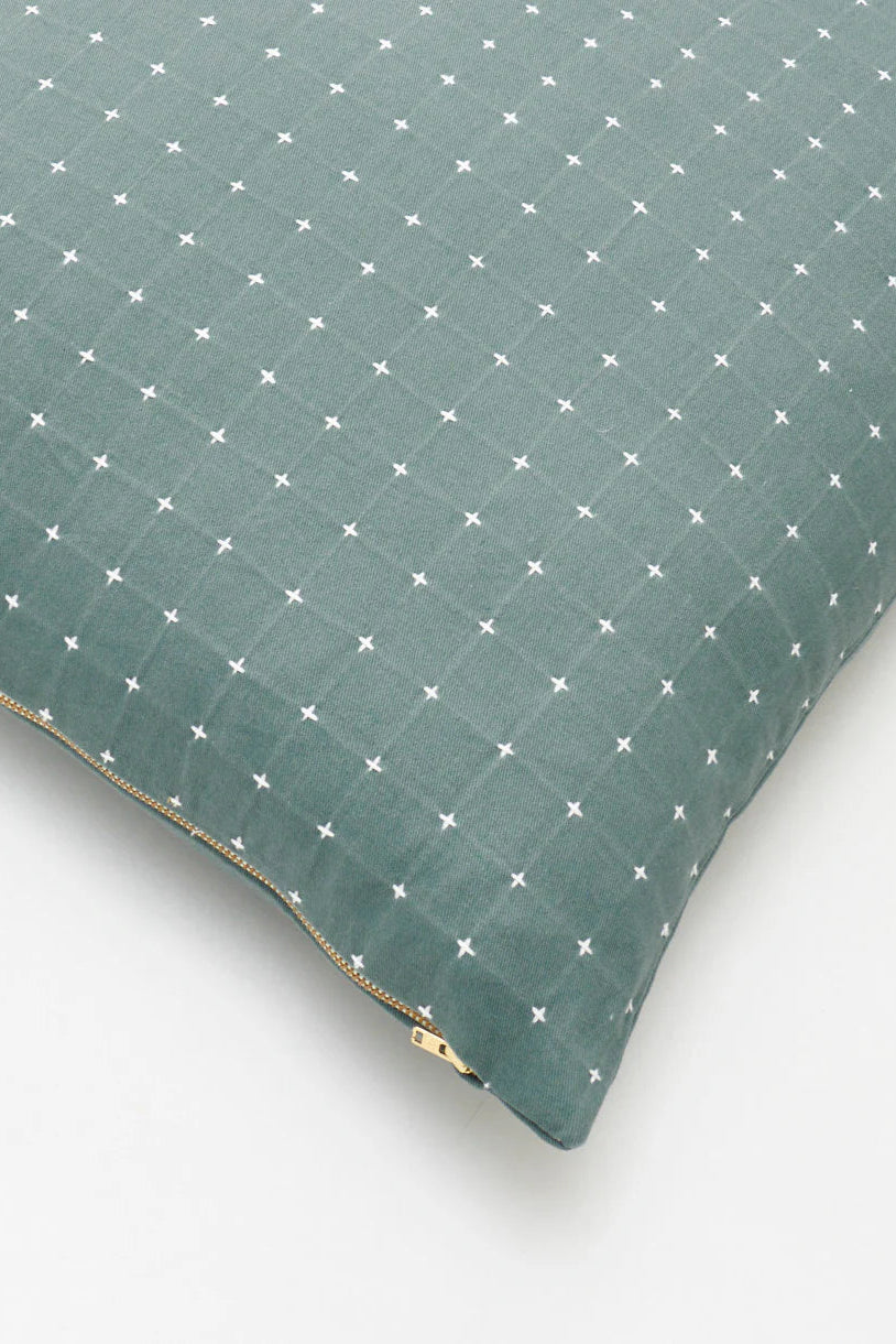 Cross-Stitch Throw Pillow Cover in Spruce