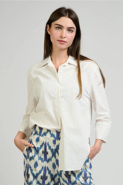 Mae Oversized Shirt - White Waves
