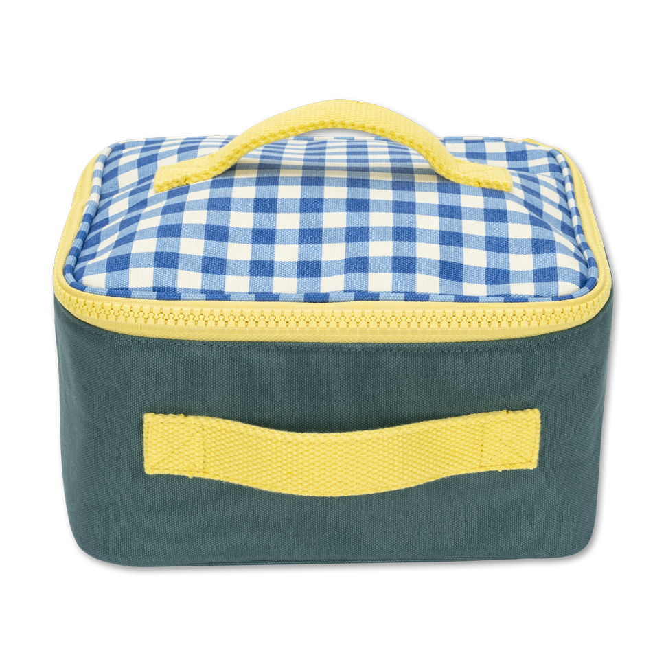 Square Lunch Zip Bag - Gingham Blue