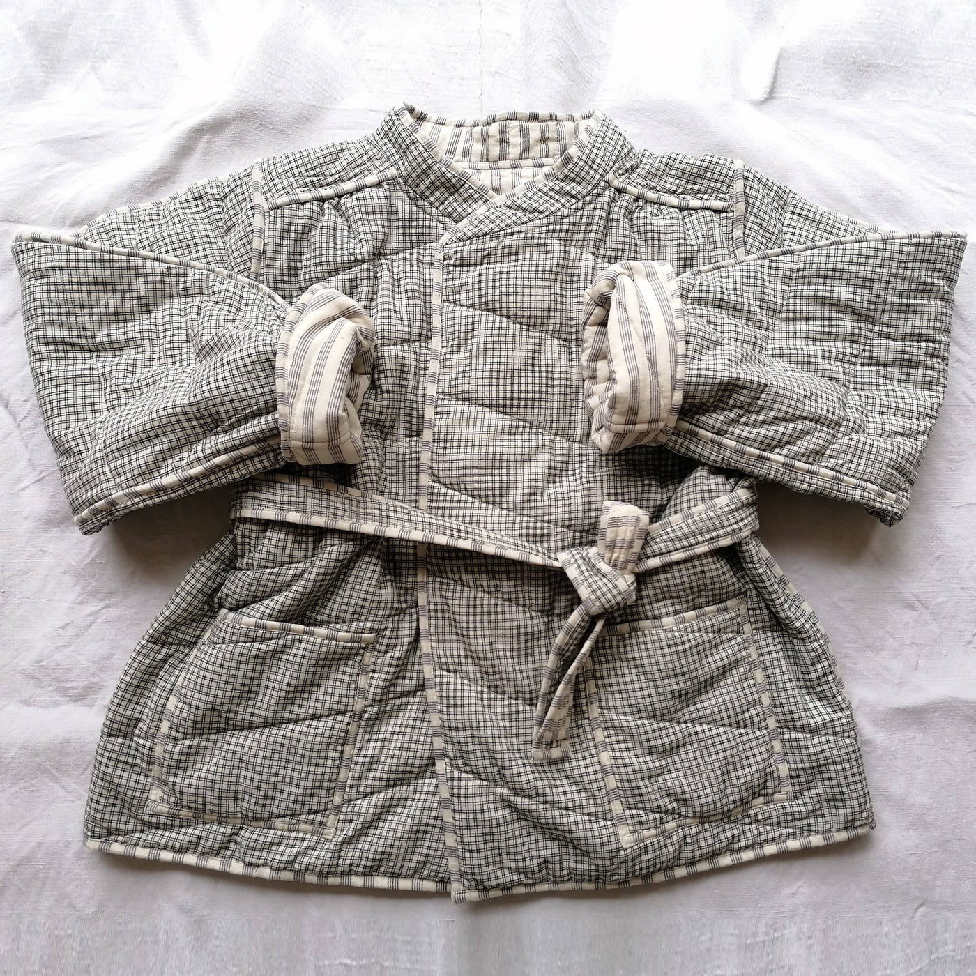 Quilted Reversible Jacket - Japanese Checks Belted