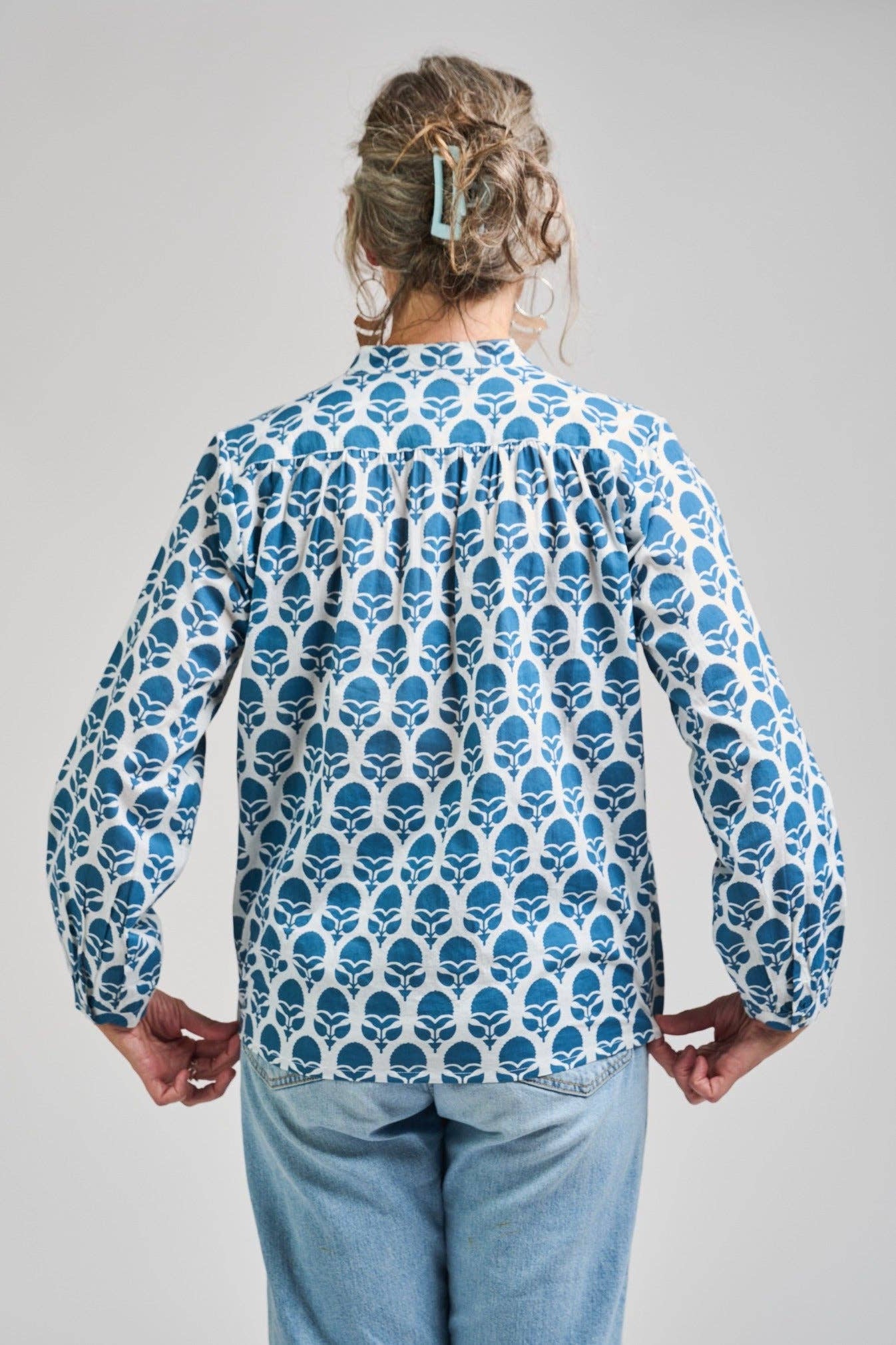 Stella Top - Indigo & White Marigold