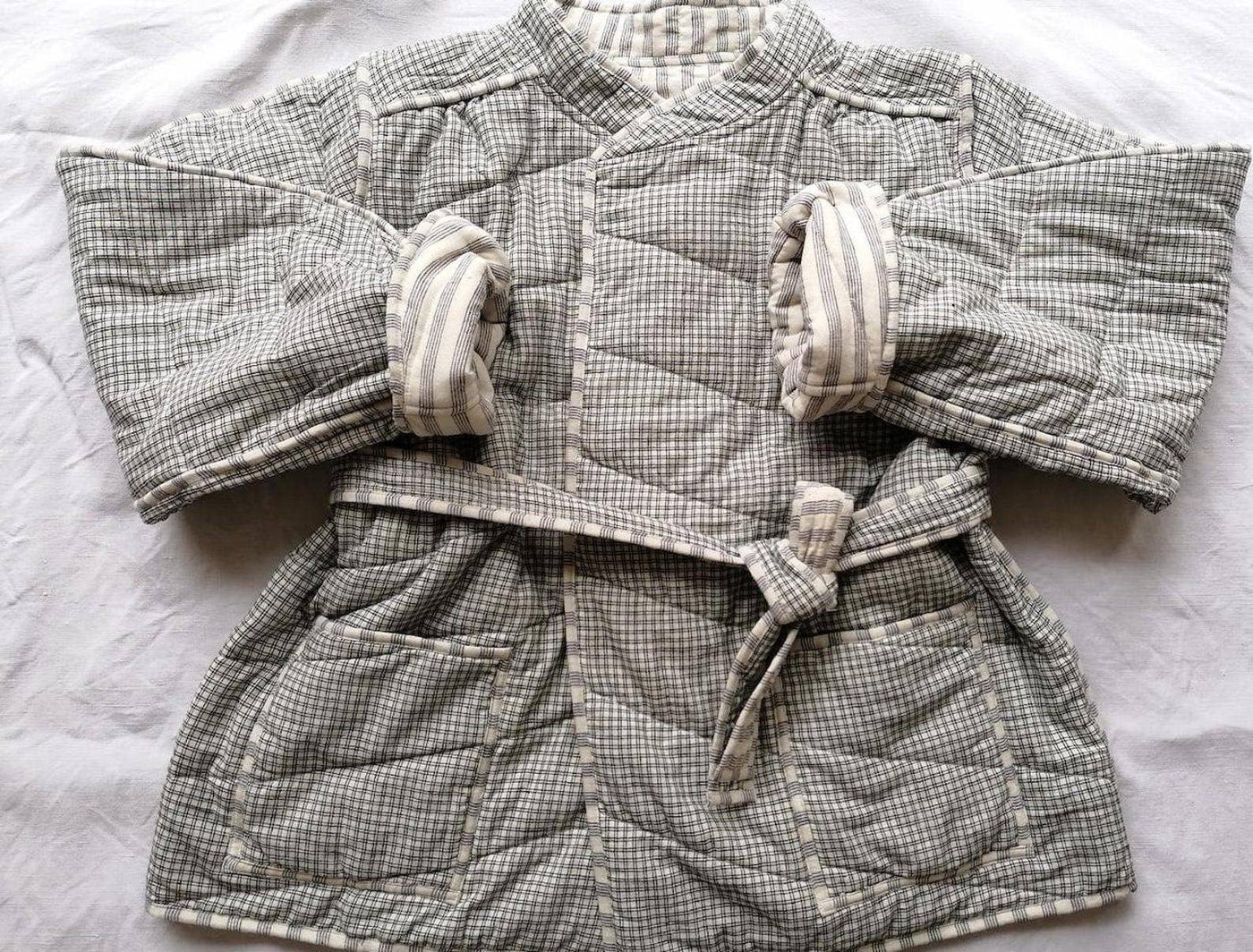Quilted Reversible Jacket - Japanese Checks Belted