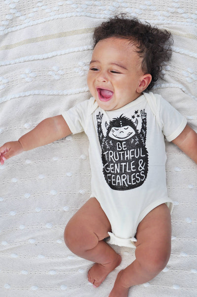 Euphoric Yeti Baby Bodysuit, Hippie baby outfit.