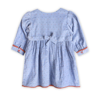 Embroidered Corduroy Tie Baby Dress & Bloomer