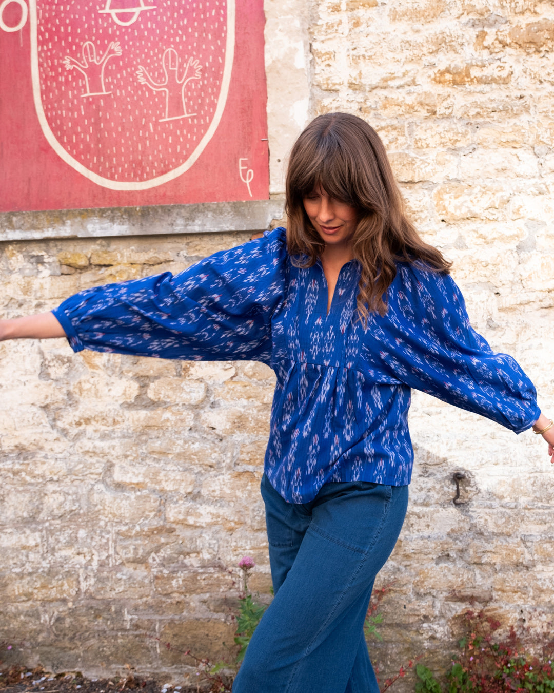 Kasbah Blouse - Blue Ikat