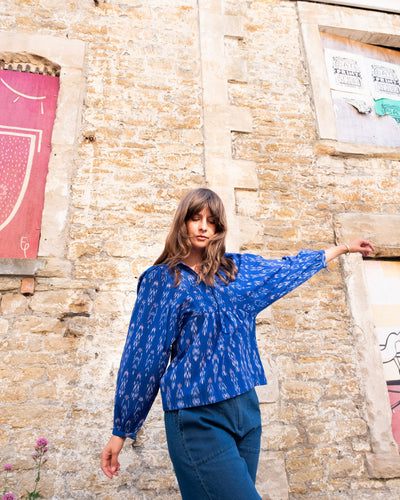 Kasbah Blouse - Blue Ikat
