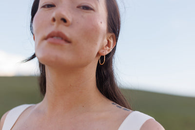 Gold Beaded Drape Earrings - Two Sizes