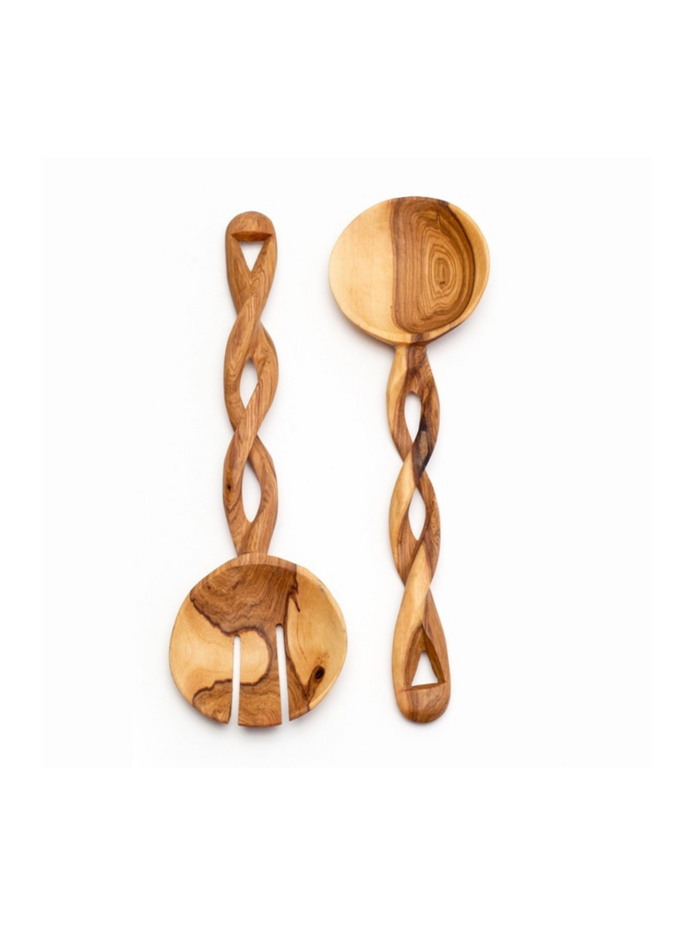Twisted Olive Wood Salad Server Set