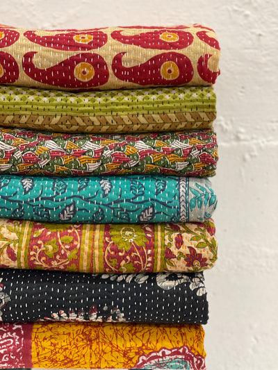 Surprise Vintage Kantha Quilt - Twin Size (Assorted Pattern)