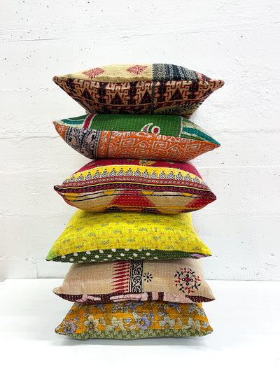 Surprise 18x18" Vintage Kantha Cushion Cover (Assorted Pattern)