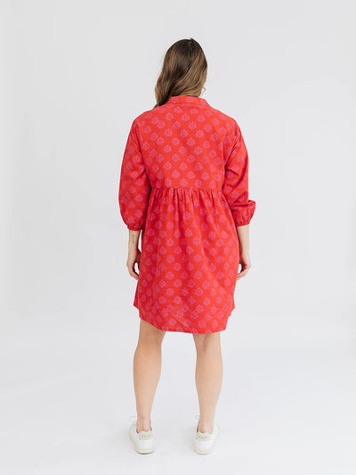 Sohla Mini Dress - Floral Stamp Red