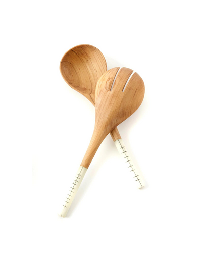 Short & Sweet Wild Olive Wood Salad Servers