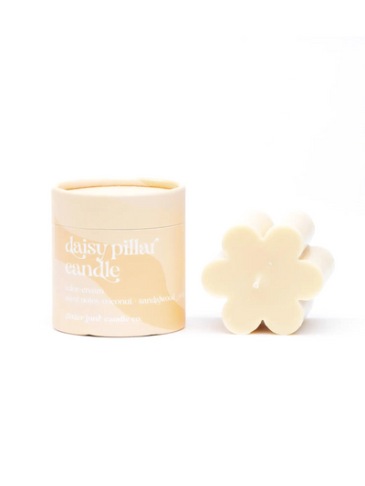Cream Daisy Pillar Candle