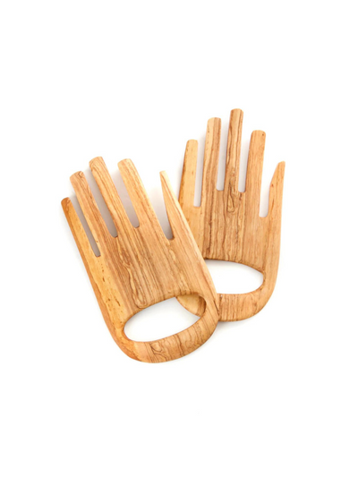 Wild Olive Wood Hands Salad Servers