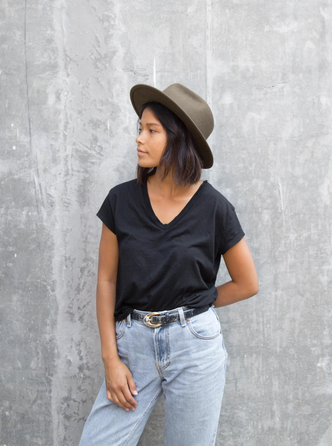 Yellow 108 Olive Green - Eastwood -  Felt Fedora EASTWOOD - OLIVE – Koraa main image 4