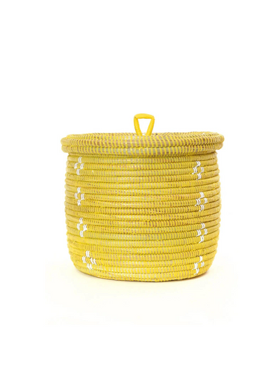 Yellow Blossom Lidded Storage Basket
