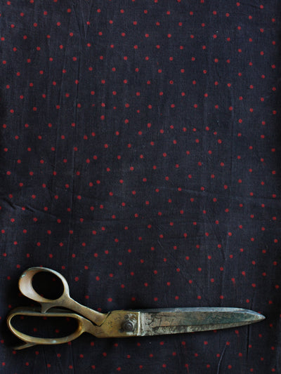 Blockprint Natural Dye Fabric #011 - Red Dots