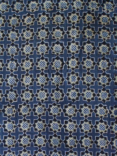 Blockprint Natural Dye Fabric #001 - Indigo Lime