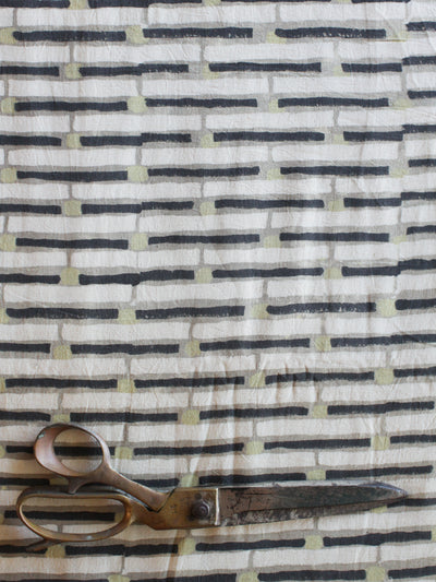 Blockprint Natural Dye Fabric #003 - Ash Stripes