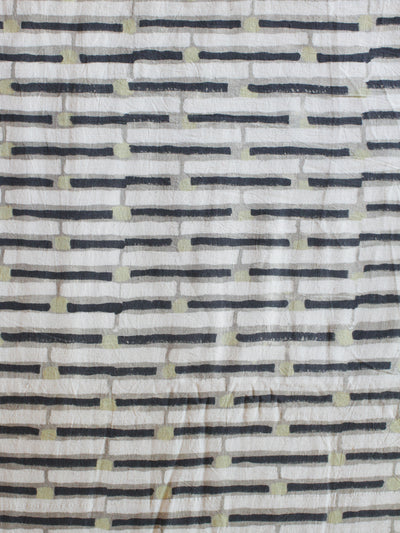 Blockprint Natural Dye Fabric #003 - Ash Stripes