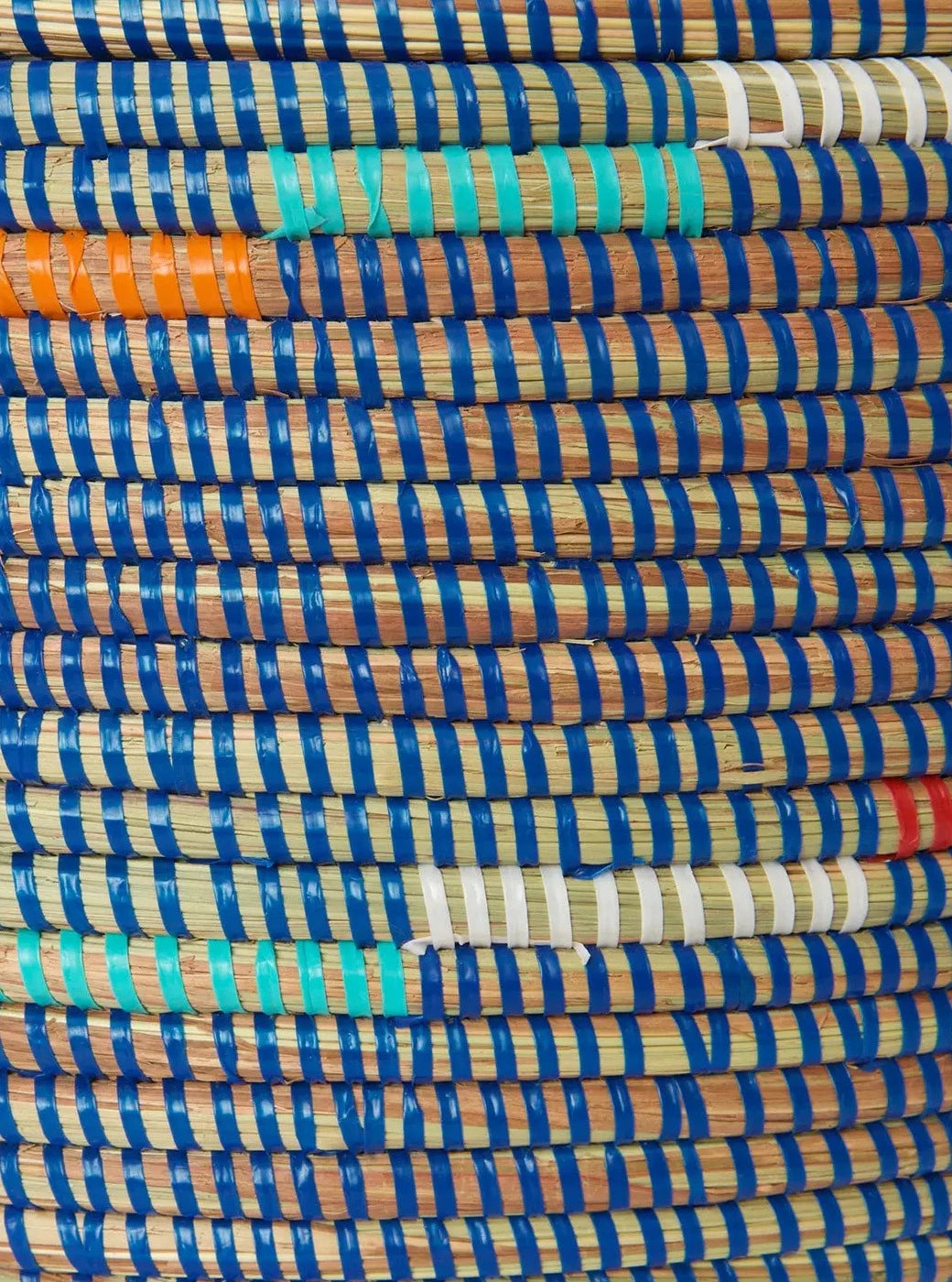 Blue Flat Top Storage Basket with Colorful Spiral