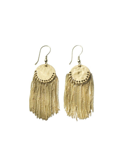 Boho Fringe Earrings Brass