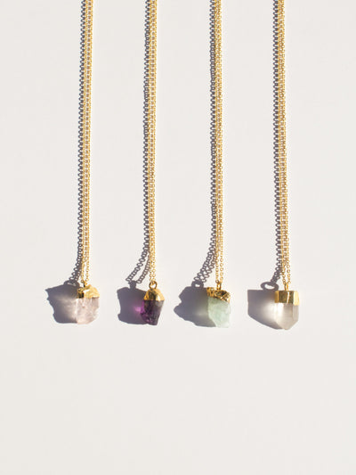 Raw Gemstone Necklace - Four Colors
