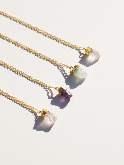 Raw Gemstone Necklace - Four Colors