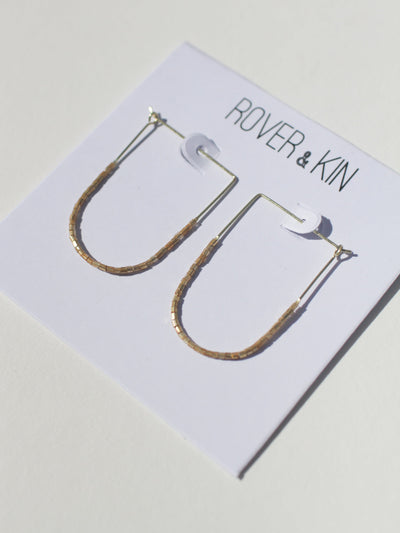 Gold Beaded Drape Earrings - Two Sizes