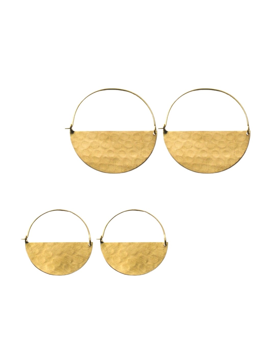 brass half circle earrings in gold