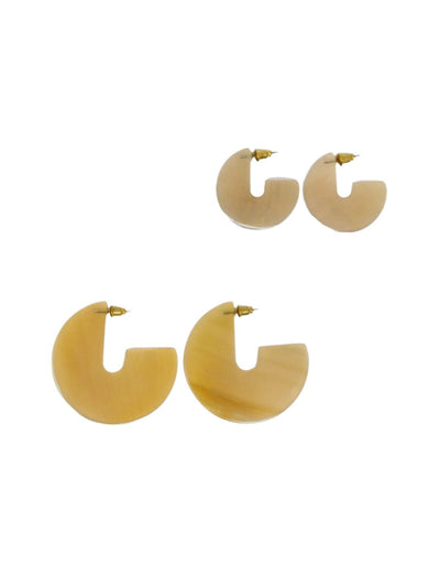 Horn Round Hoop Disc Earring 