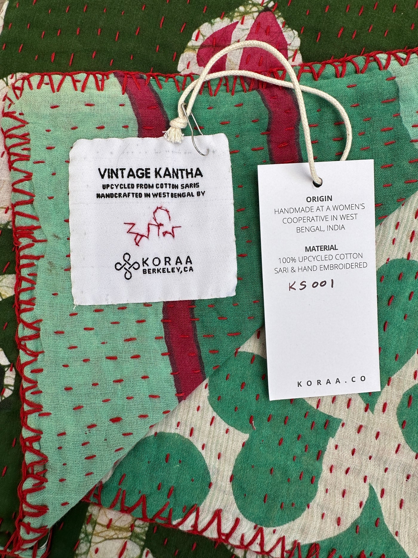 Vintage Kantha Quilt - Twin Size #KS001