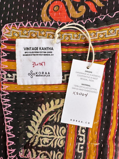 Vintage Kantha Quilt - Twin Size #KS004