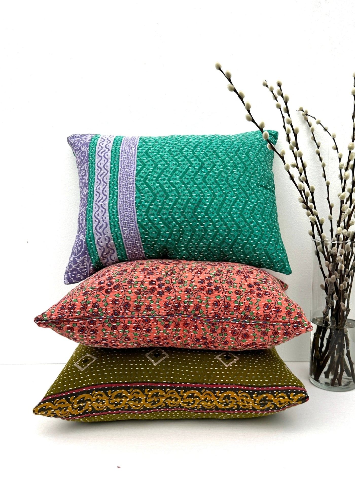 Surprise 12x16" Vintage Kantha Cushion Cover (Assorted Pattern)