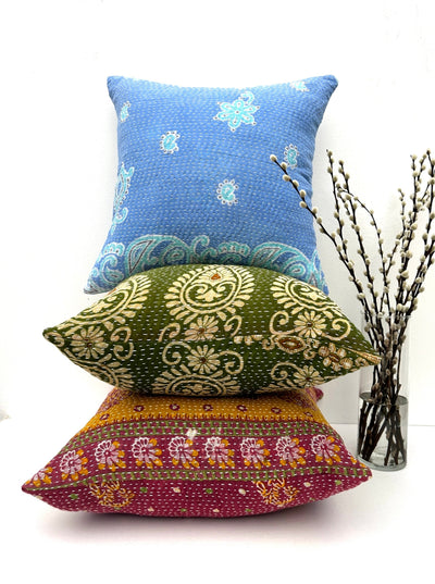 Surprise 18x18" Vintage Kantha Cushion Cover (Assorted Pattern)